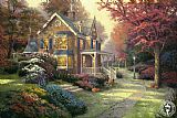 Thomas Kinkade Canvas Paintings - Victorian Autumn